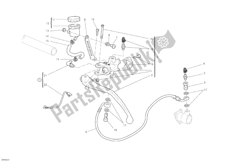 Todas as partes de Cilindro Mestre Da Embreagem do Ducati Superbike 848 EVO Corse SE 2013